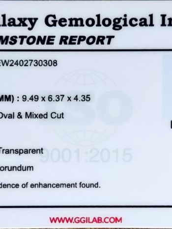 GGI certificate of 2.62 ct oval shape pink sapphire gemstone from afghanistan